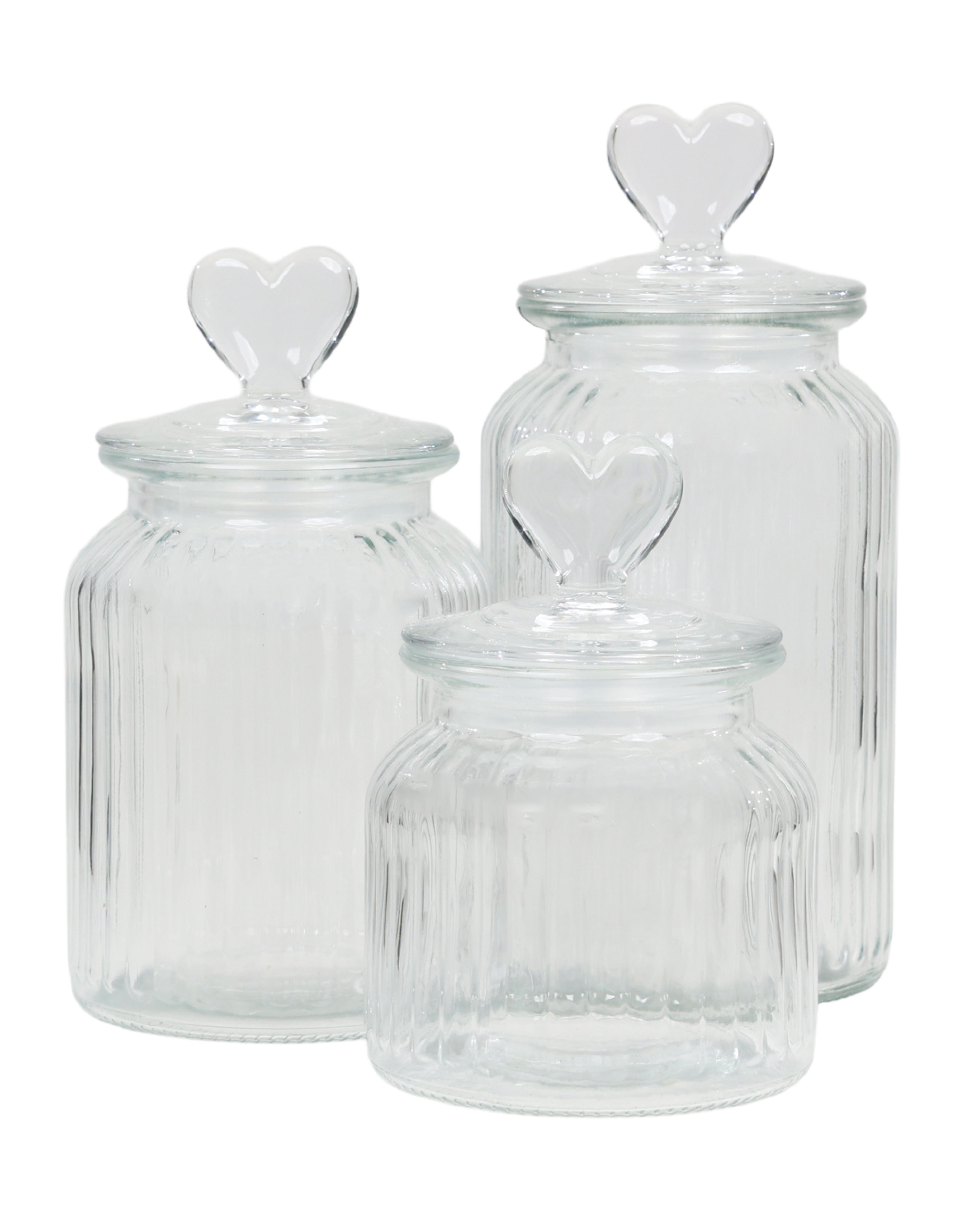 Large Glass Heart Storage Jar 1.2L