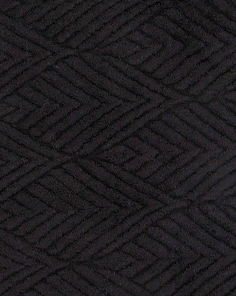 Large Black Embossed Leaf Bath Mat