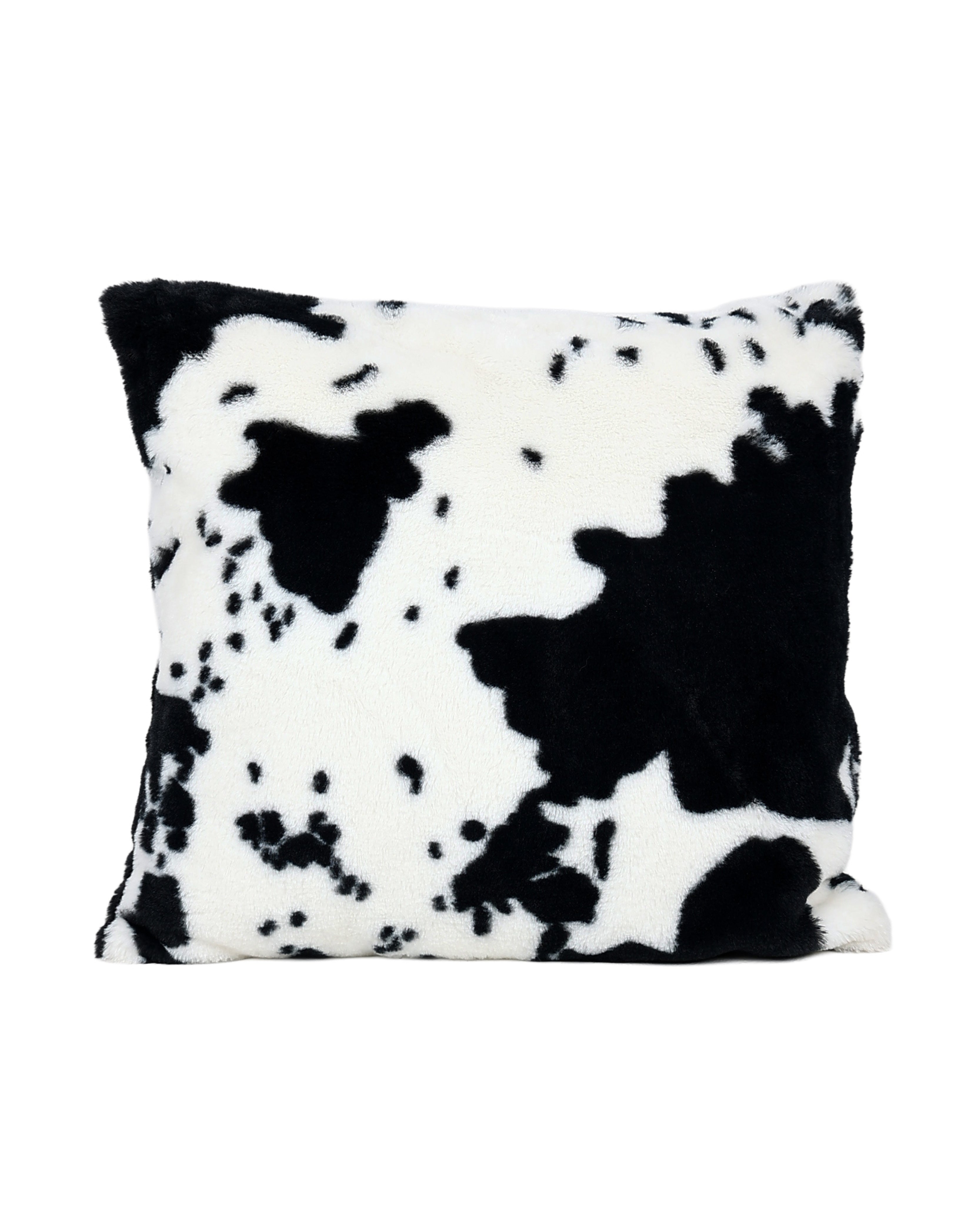 Black Fluffy Faux Animal Hide Printed Scatter Cushion