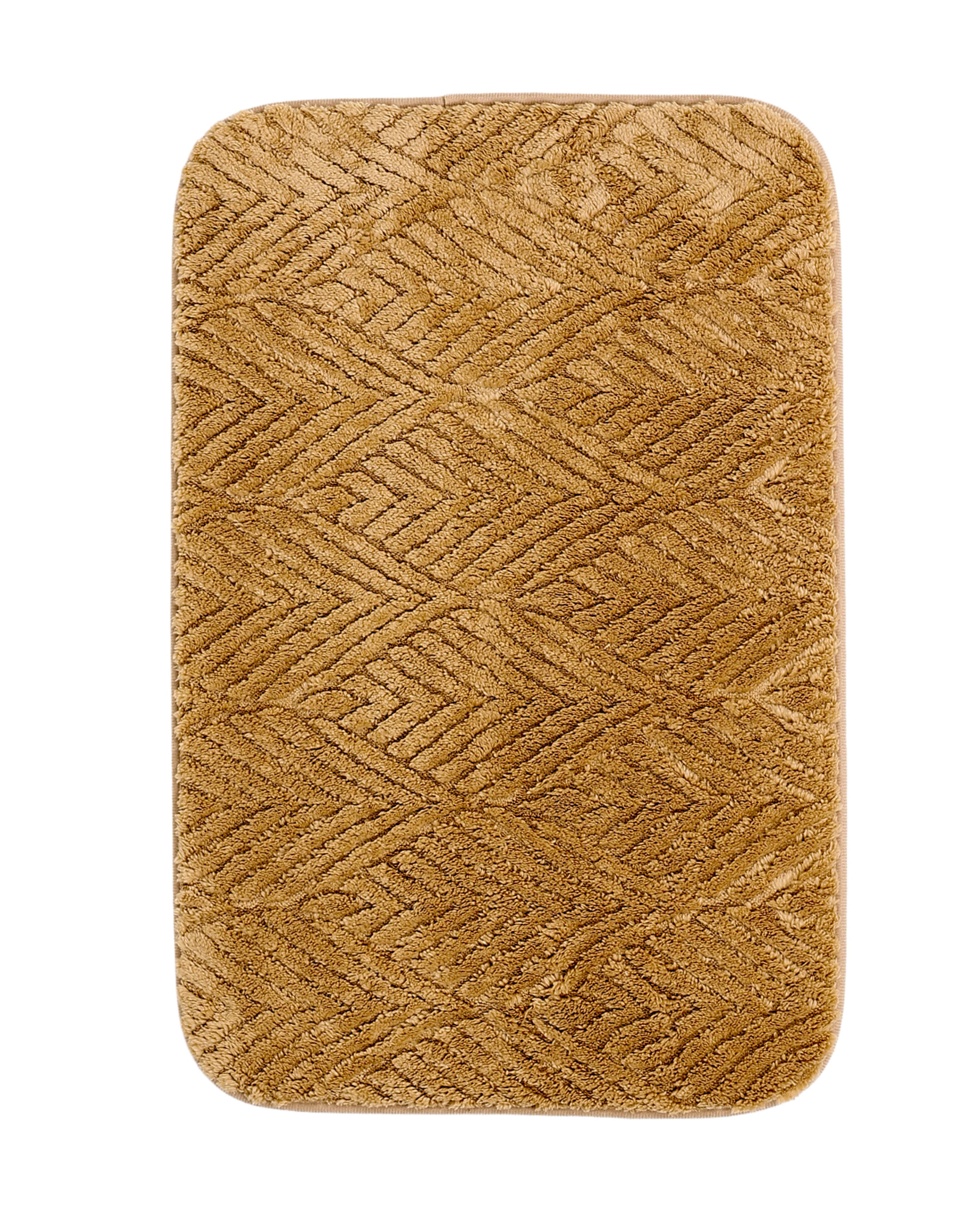Large Beige Leaf Embossed Bath Mat