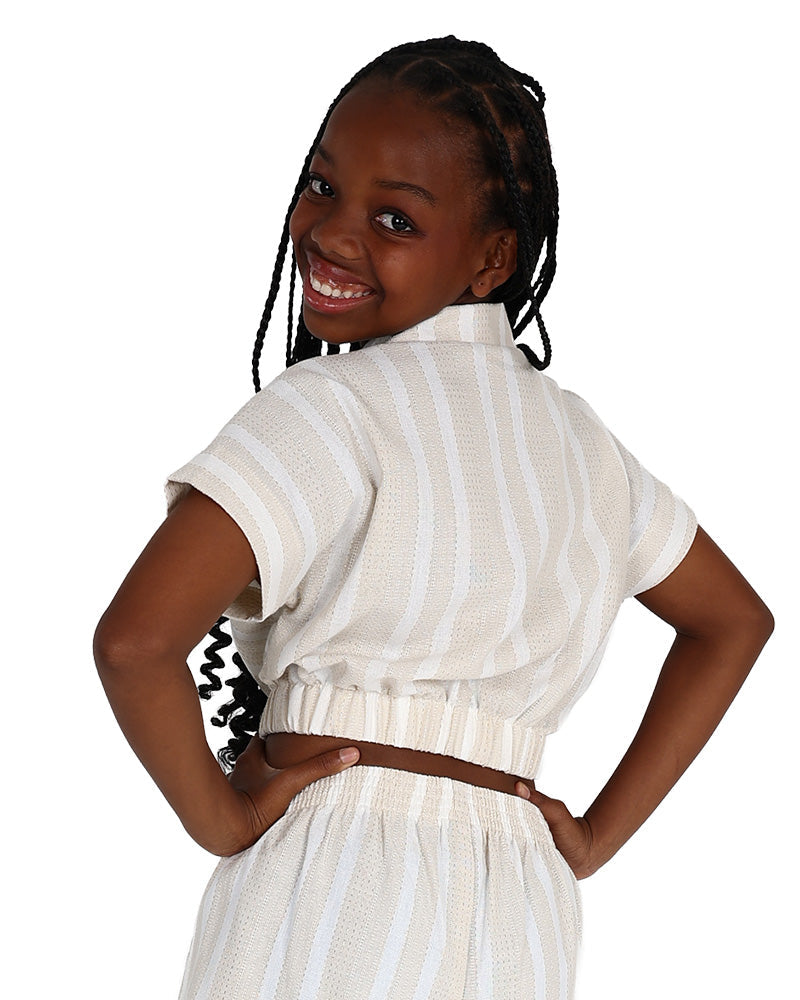 Short Sleeve Striped Skort Set