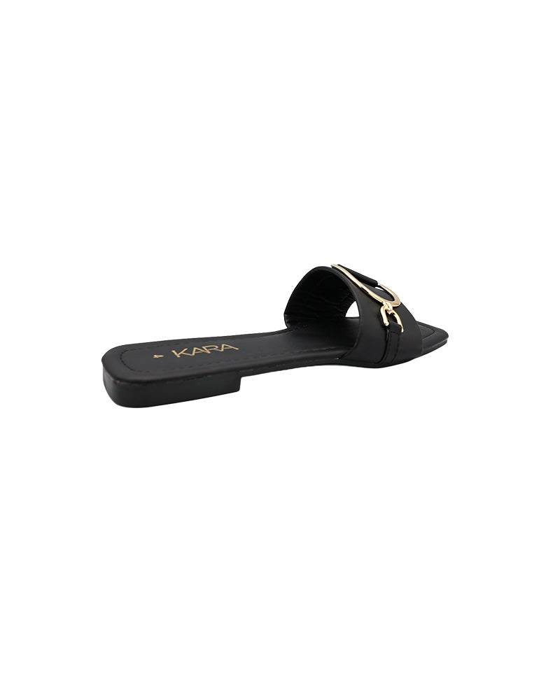 Black Buckle Overlay Detail Mule