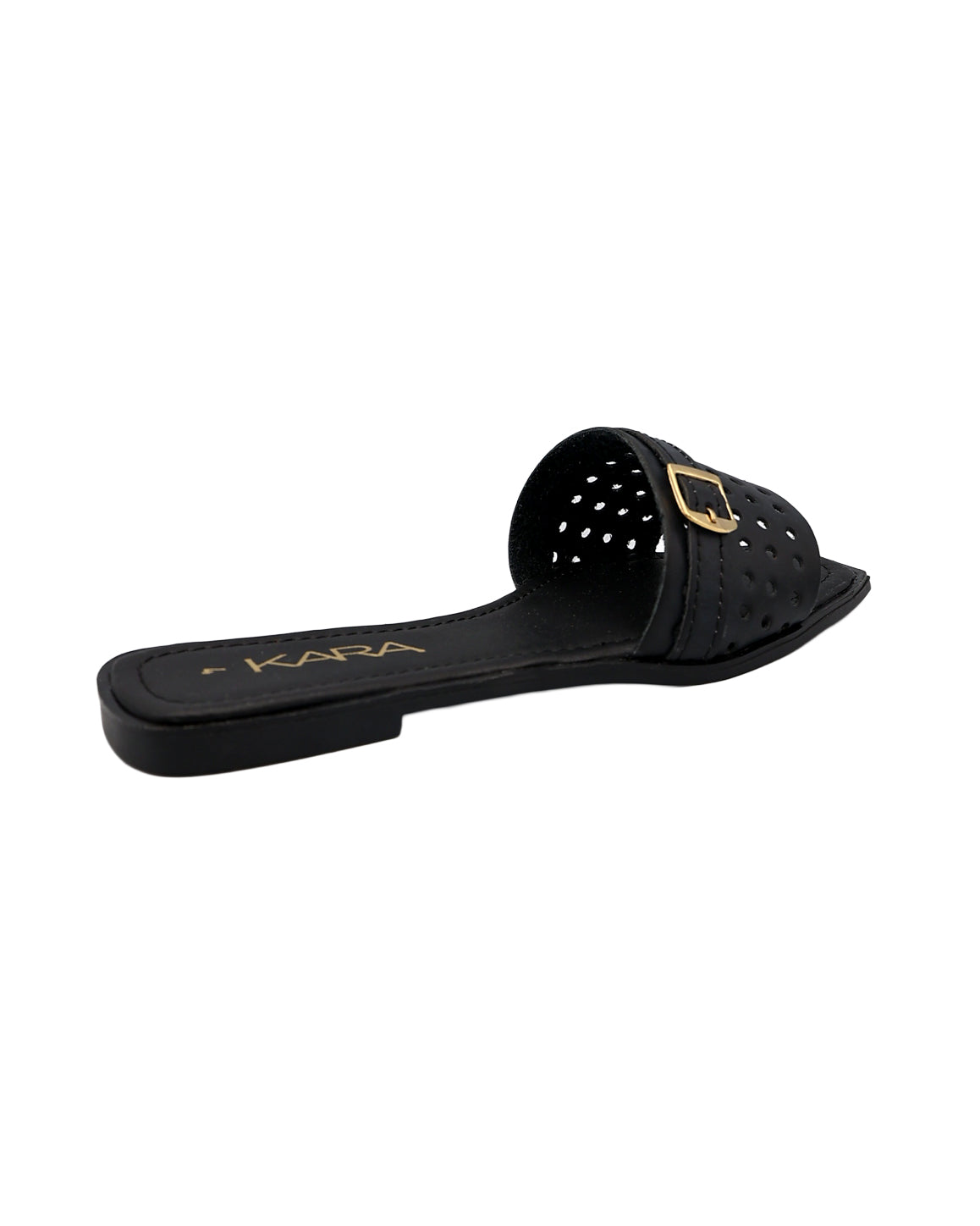 Black Punch-Out Detail Flat Sandal