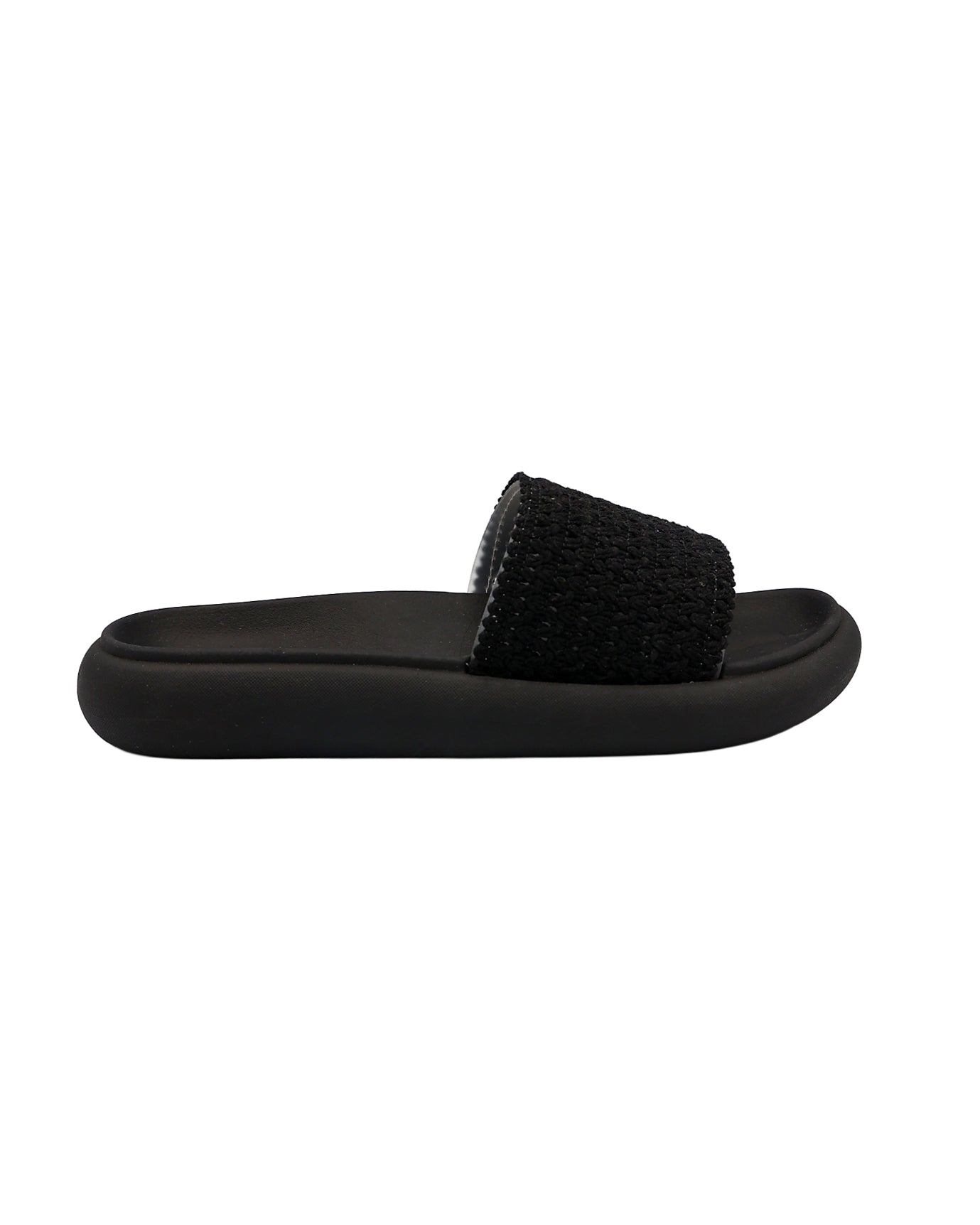 Black Weave Detail Chunky Mules