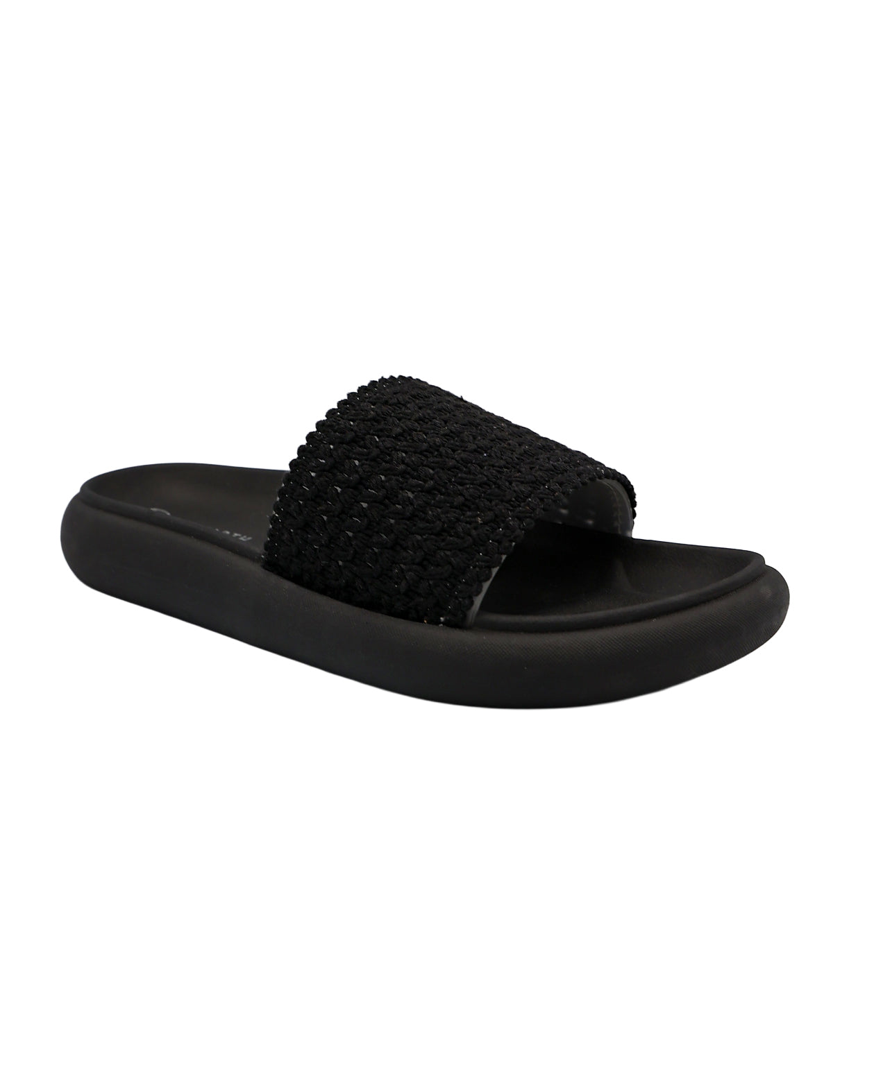 Black Weave Detail Chunky Mules