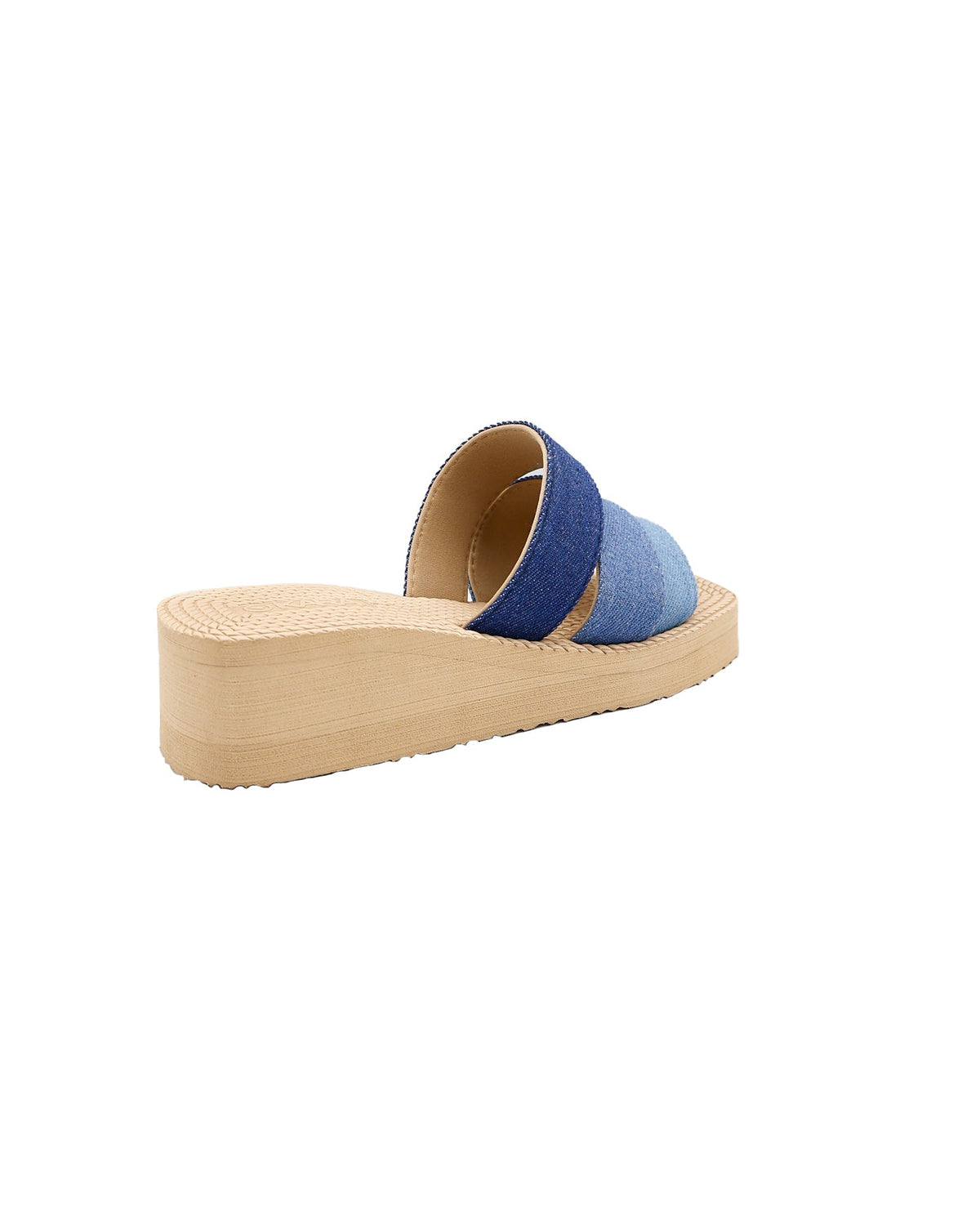 Blue Tri Strap Wedge Sandal