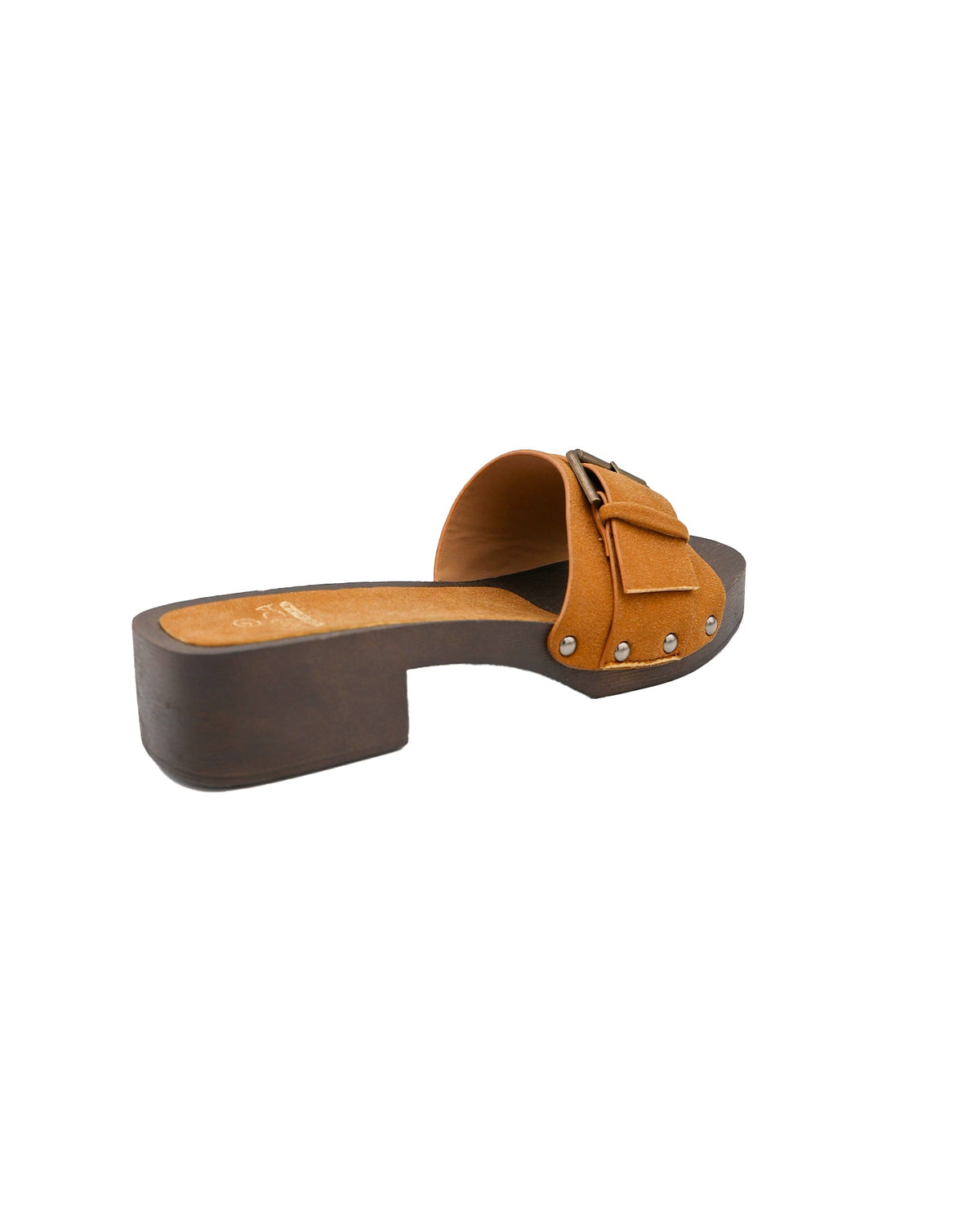 Tan Buckle Detail Mule Clog