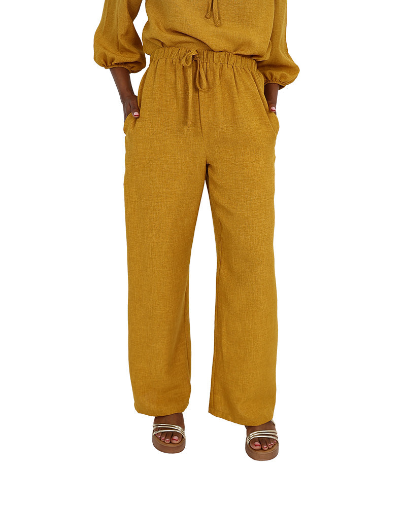Elasticated Wide Leg Mustard Pants