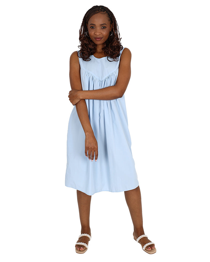 Light Blue Sleeveless Knee Length Dress