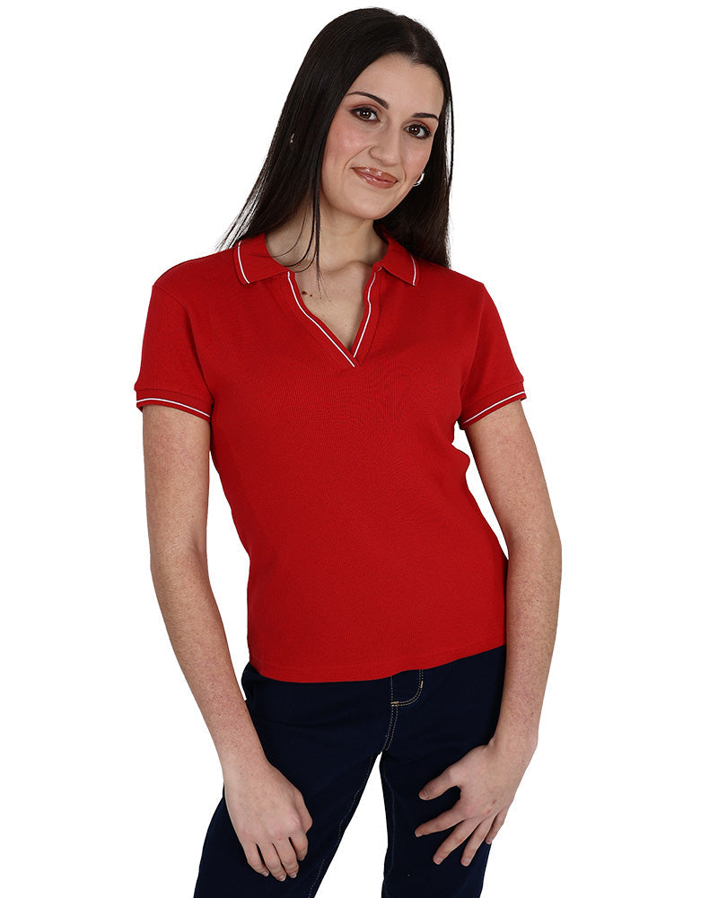 Short Sleeve Red Golfer with Contrast Tipping