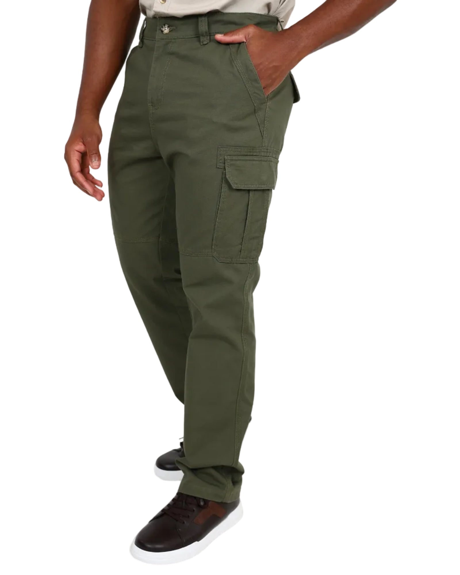 Okavango Dark Olive Cotton Cargo Pants