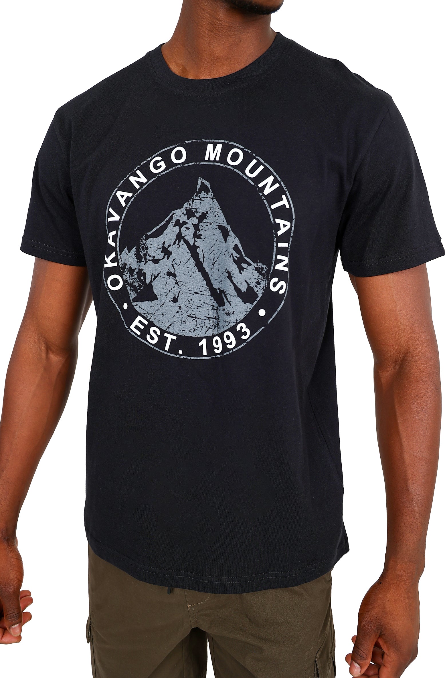 Okavango Black Short Sleeve Mountain Graphic T-Shirt