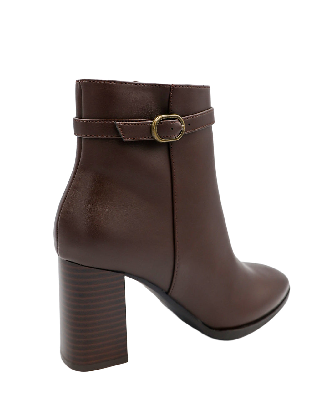 Chocolate Buckle High Heel Ankle Boot