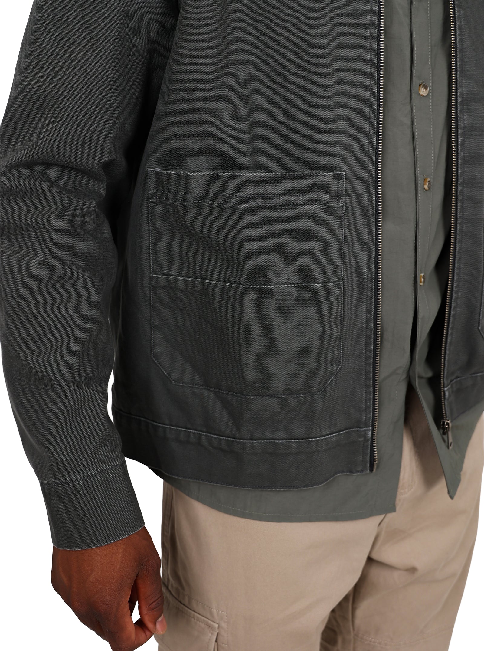 Okavango Olive Zip Up Corduroy Collar Jacket