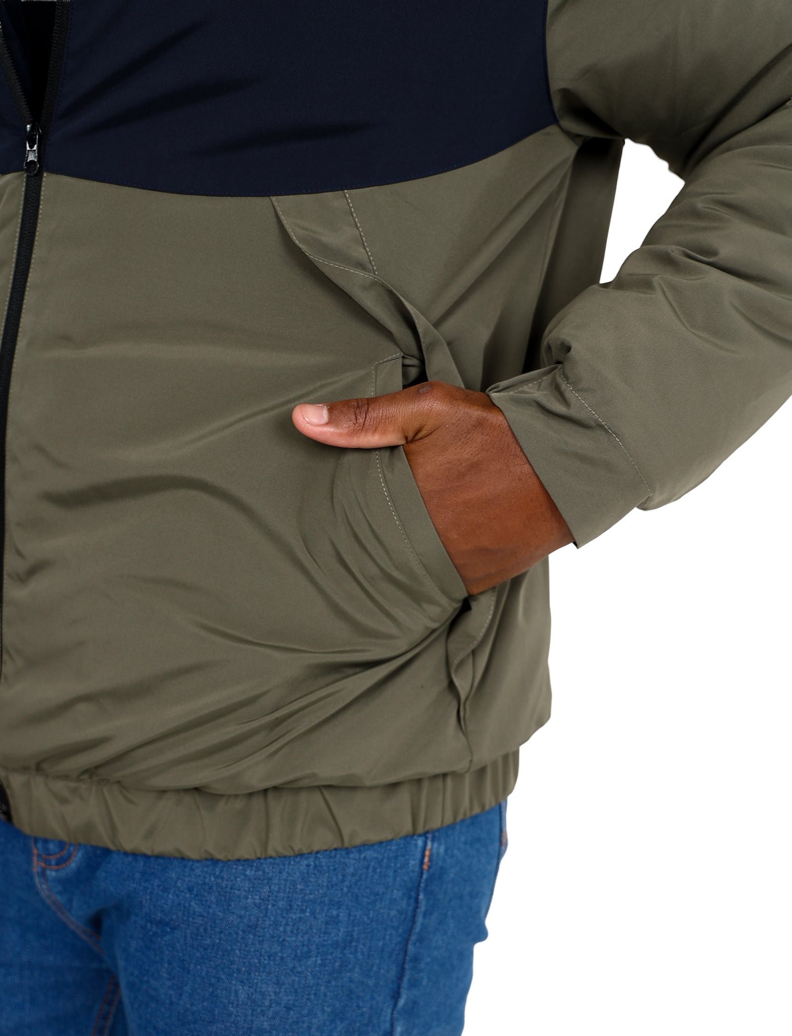 Okavango Olive Colour Block Outdoor Puffer Jacket