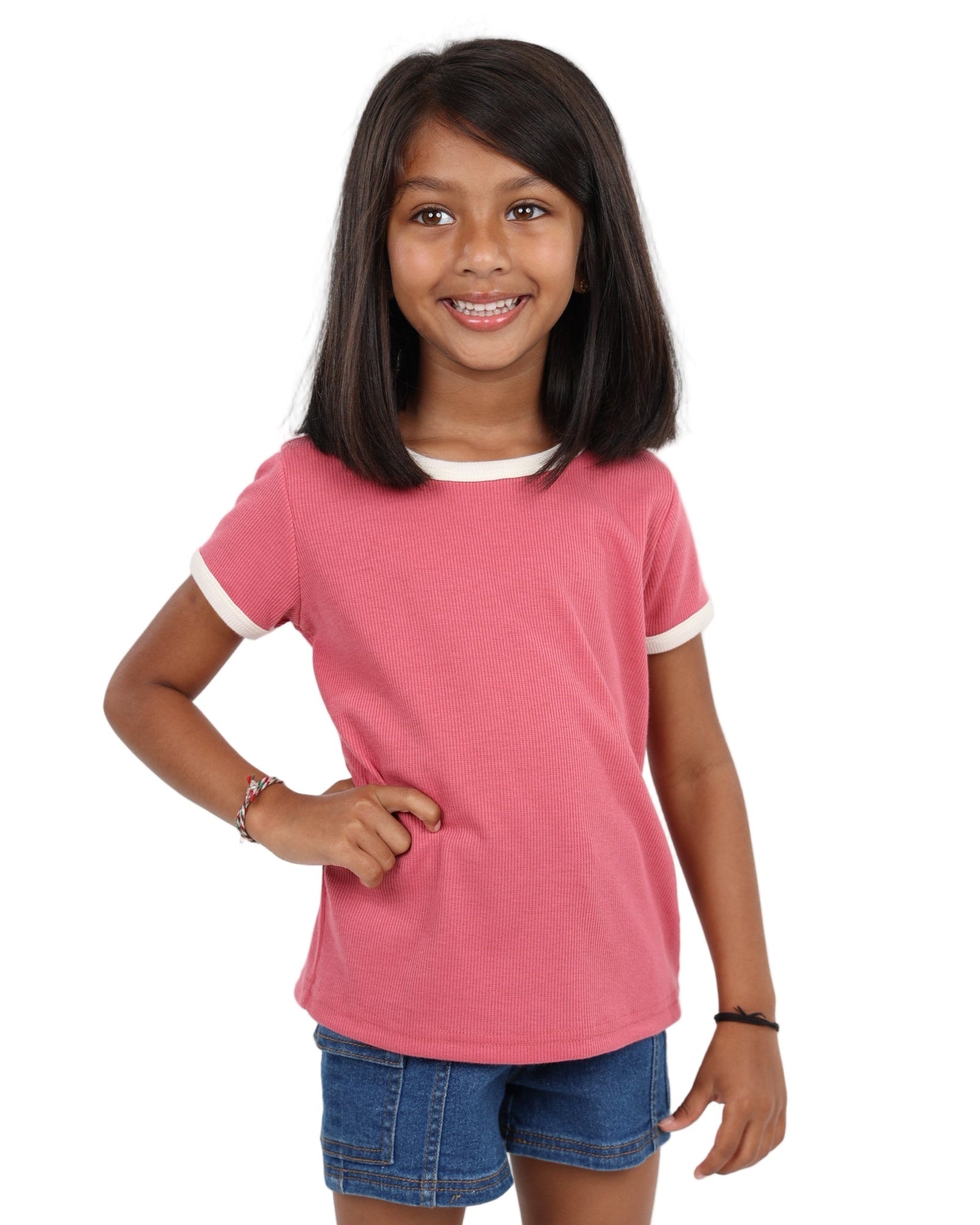 Short Sleeve Contrast Ribbed T-Shirt