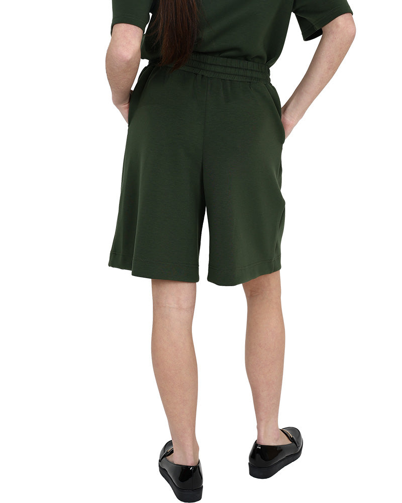 Olive Elasticated Scuba Shorts