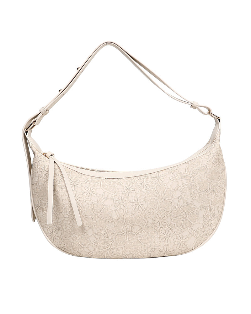 Natural Floral Embossed Shoulder Bag
