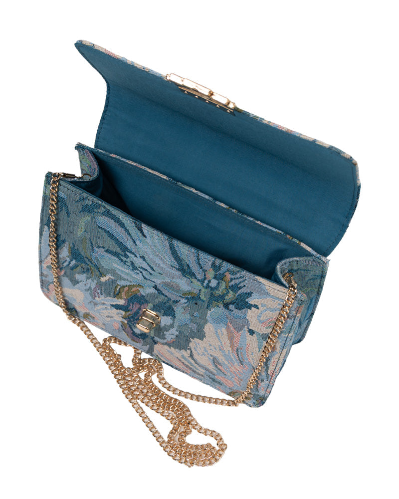 Blue Damask Canvas Handbag