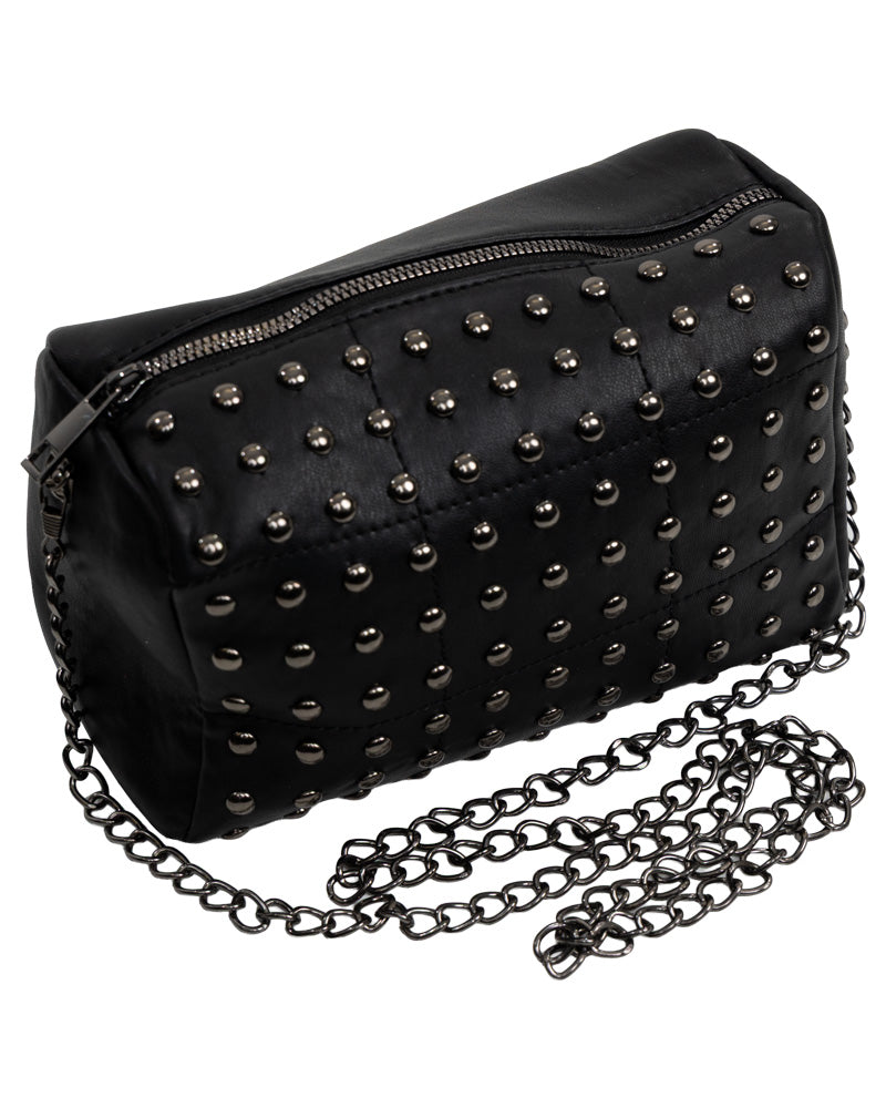 Black Studded Barrel Handbag