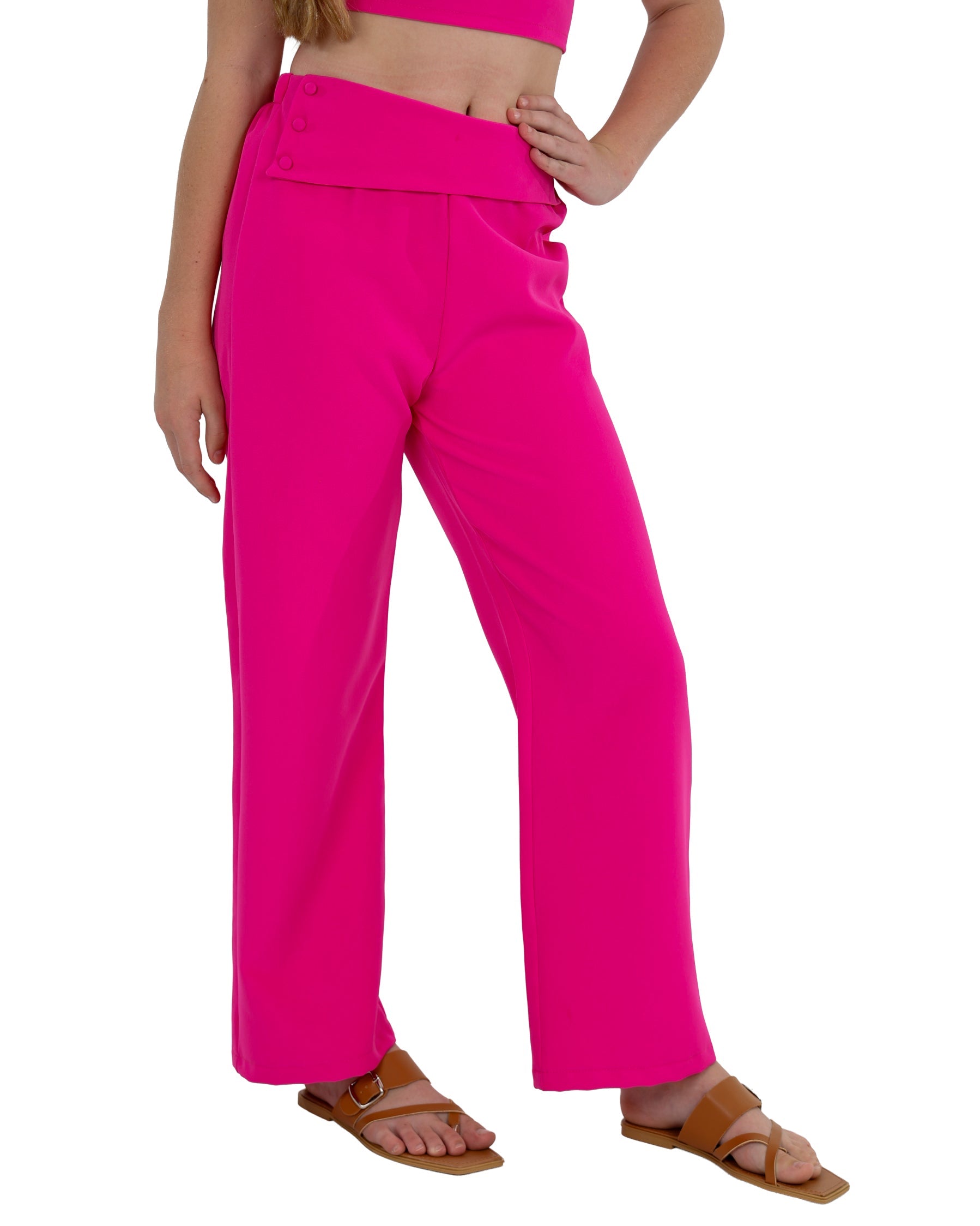 Button Detail Crop Top & Pants Set