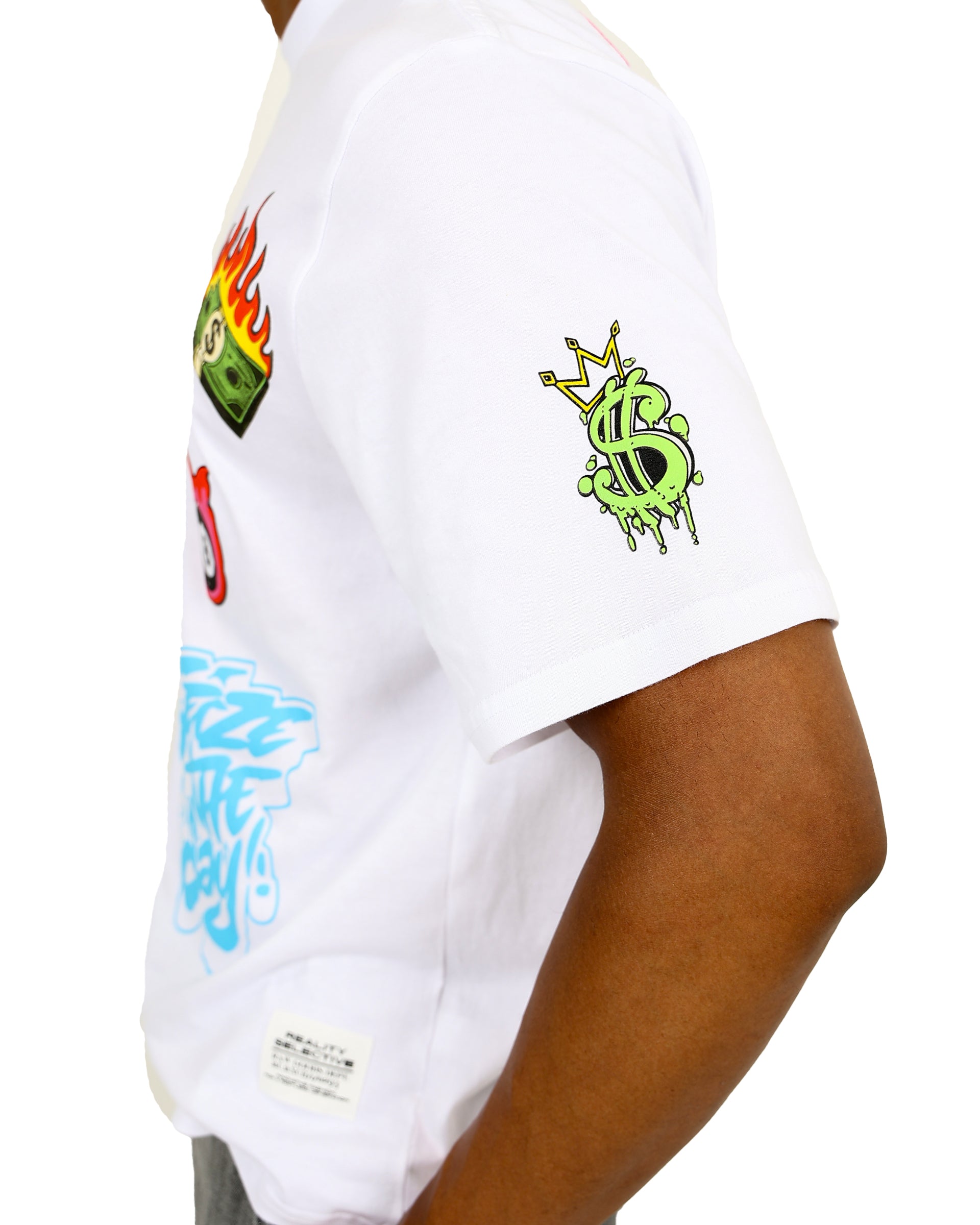 Short Sleeve White Graffiti Stamp T-Shirt