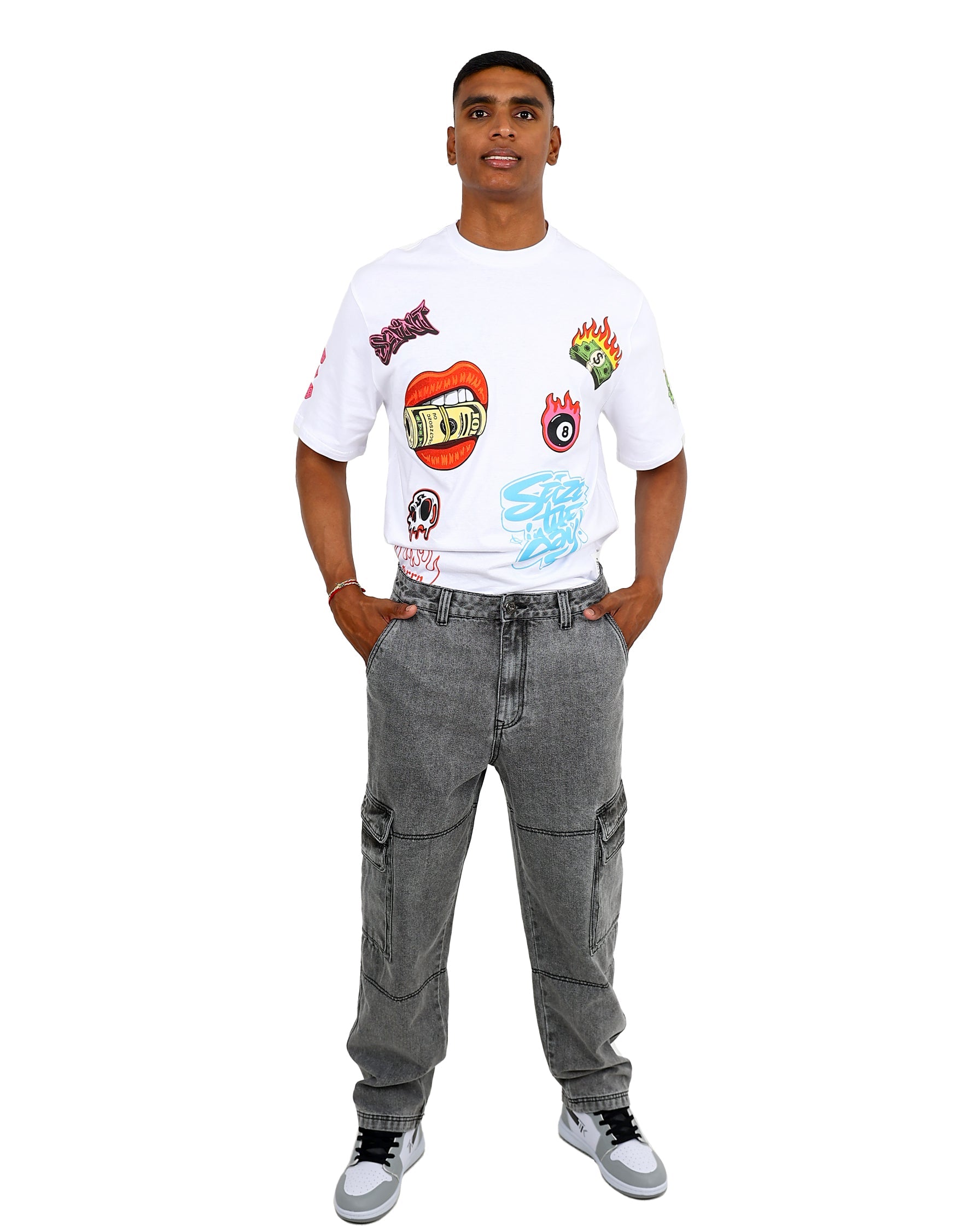 Dark Grey Relaxed Fit Cargo Jeans