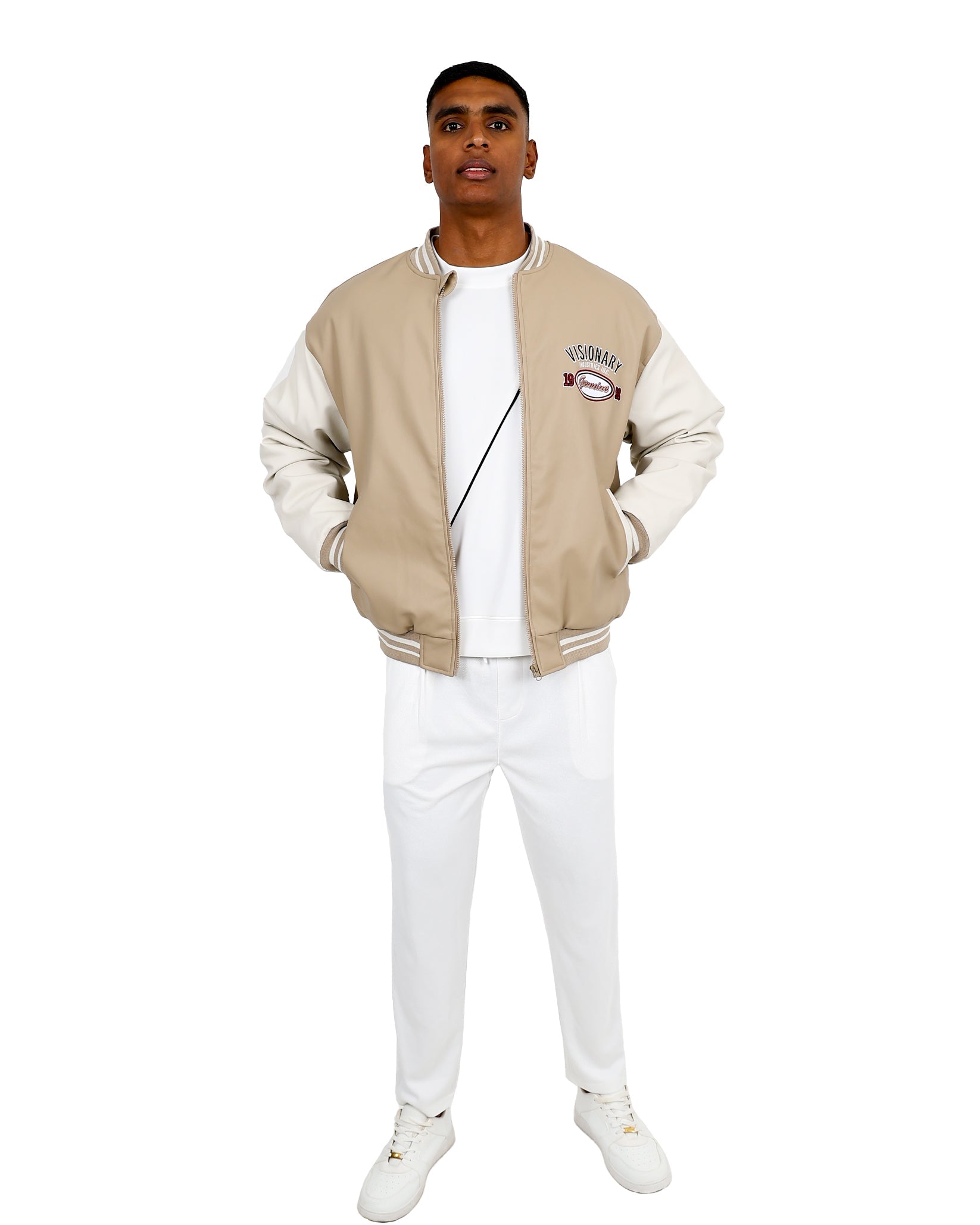 Visionary Stone & Cream Bomber Jacket
