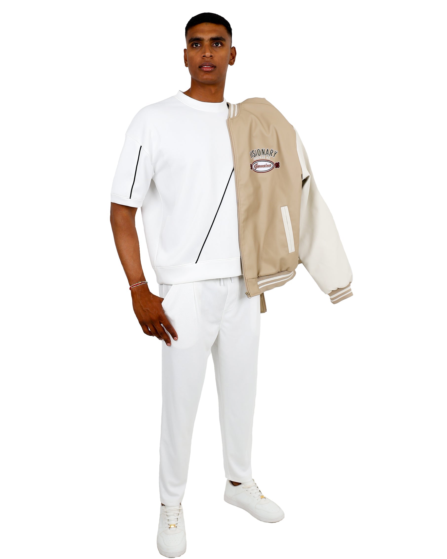 Visionary Stone & Cream Bomber Jacket