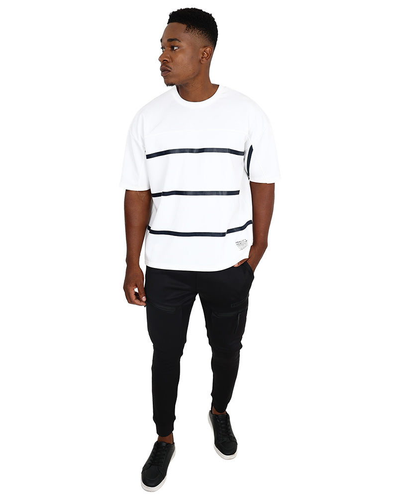 Short Sleeve Nautical Stripe Cream Scuba T-Shirt
