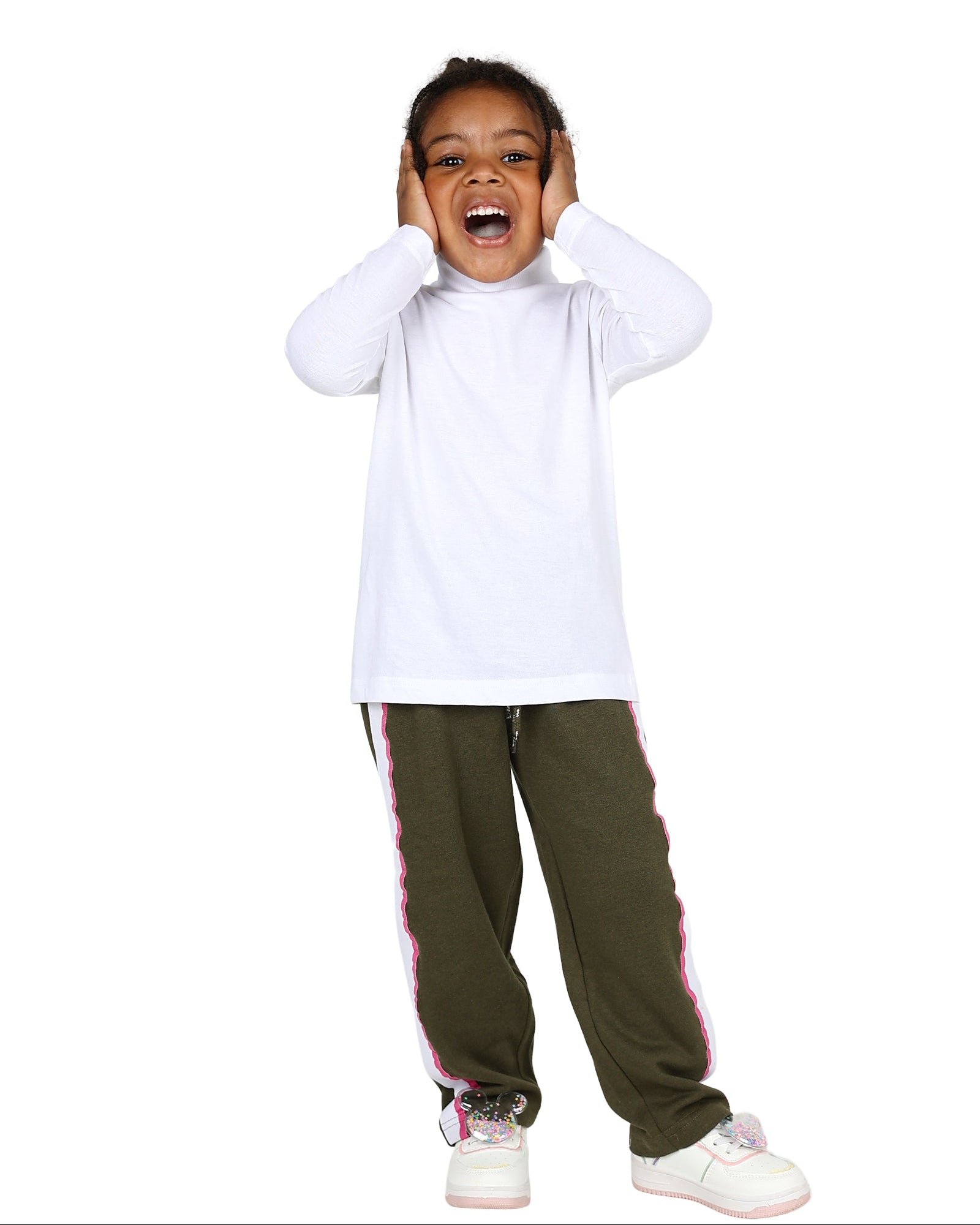 Long Sleeve Ribbed White Polo Neck