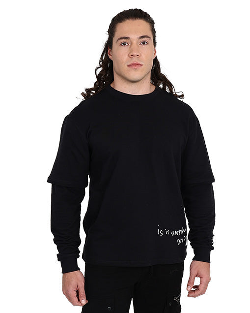 Long Sleeve Twofer Black Deja Vu Sweatshirt