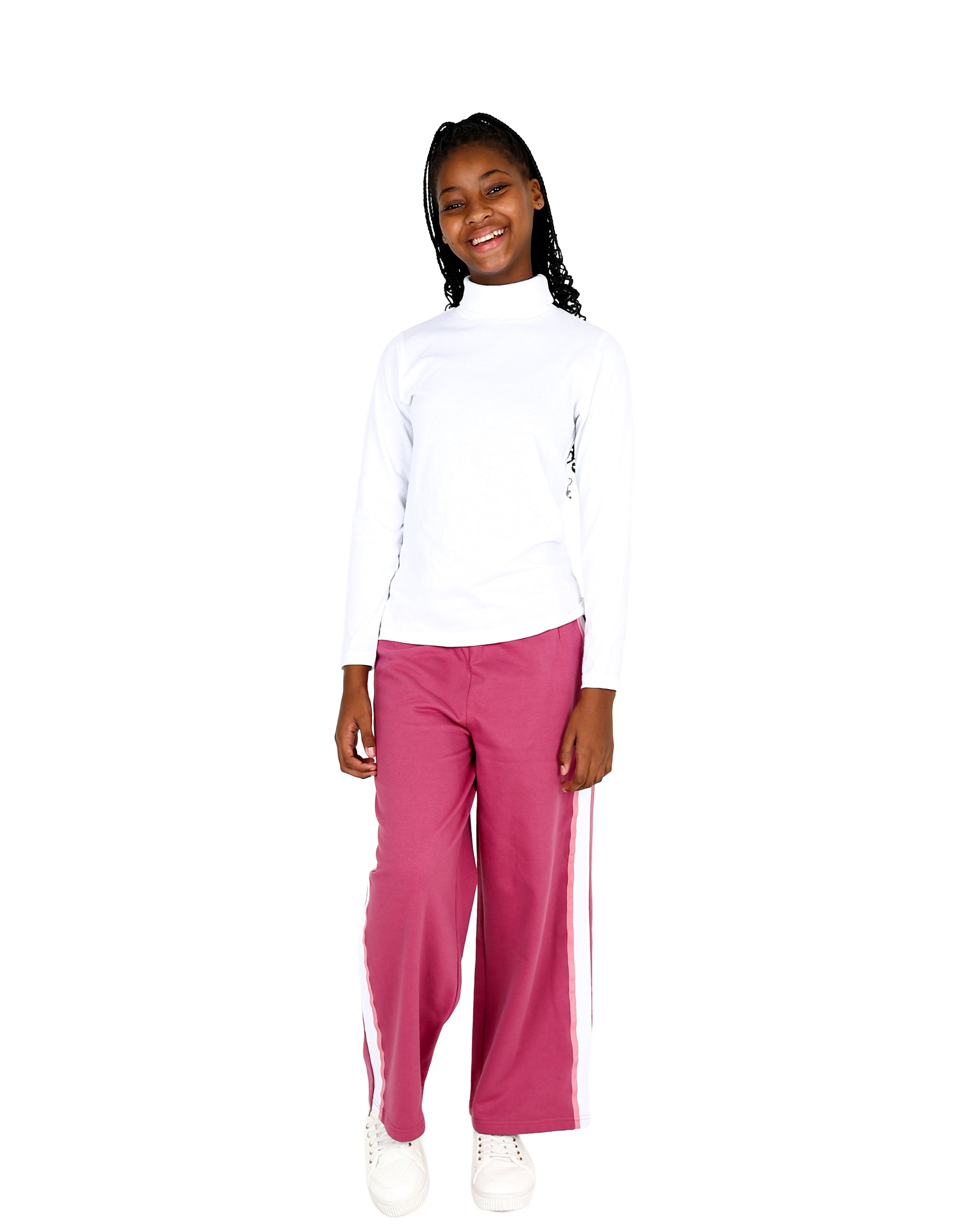 White Long Sleeve Ribbed Polo Neck