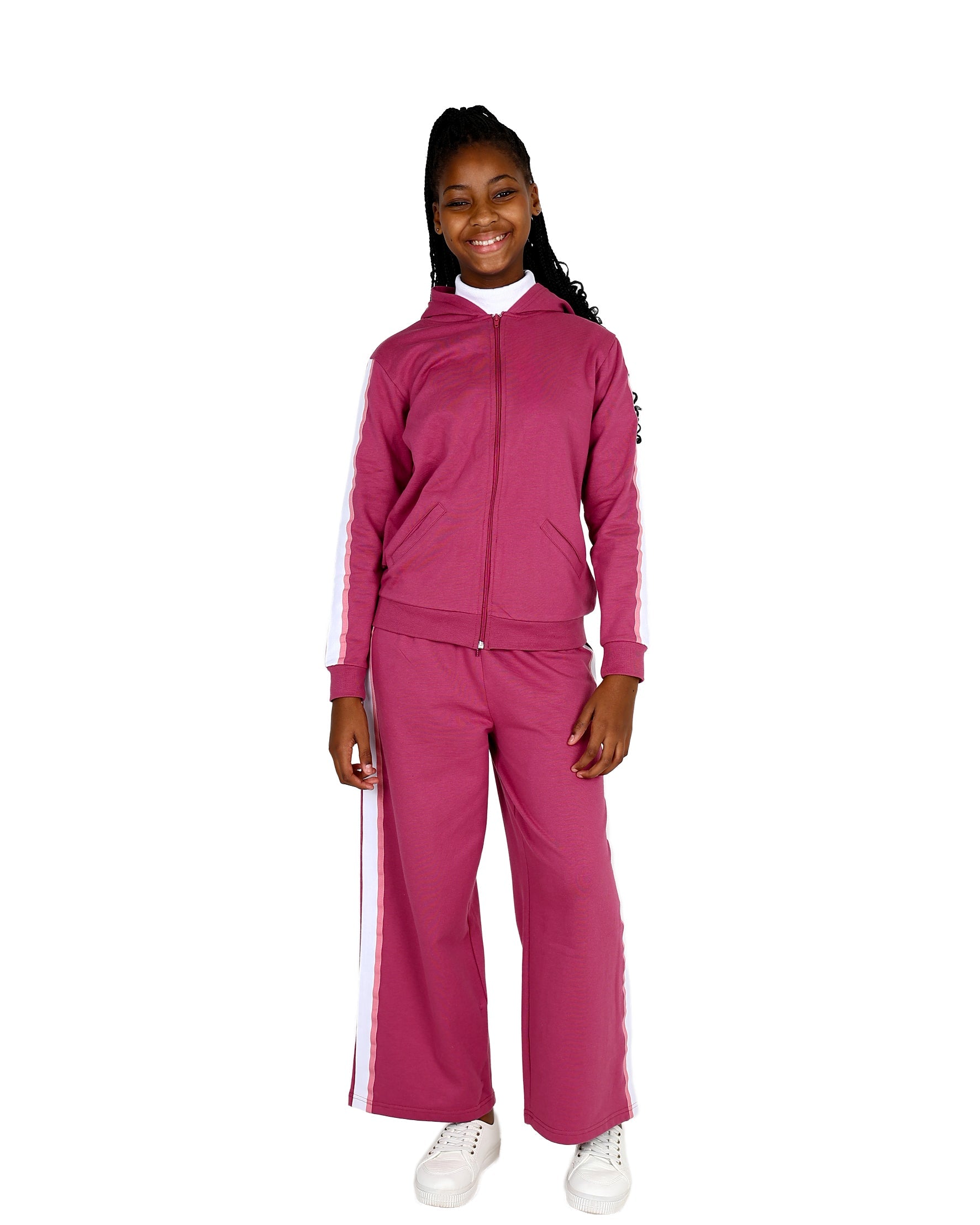 Berry Side Tape Wide Leg Active Pants