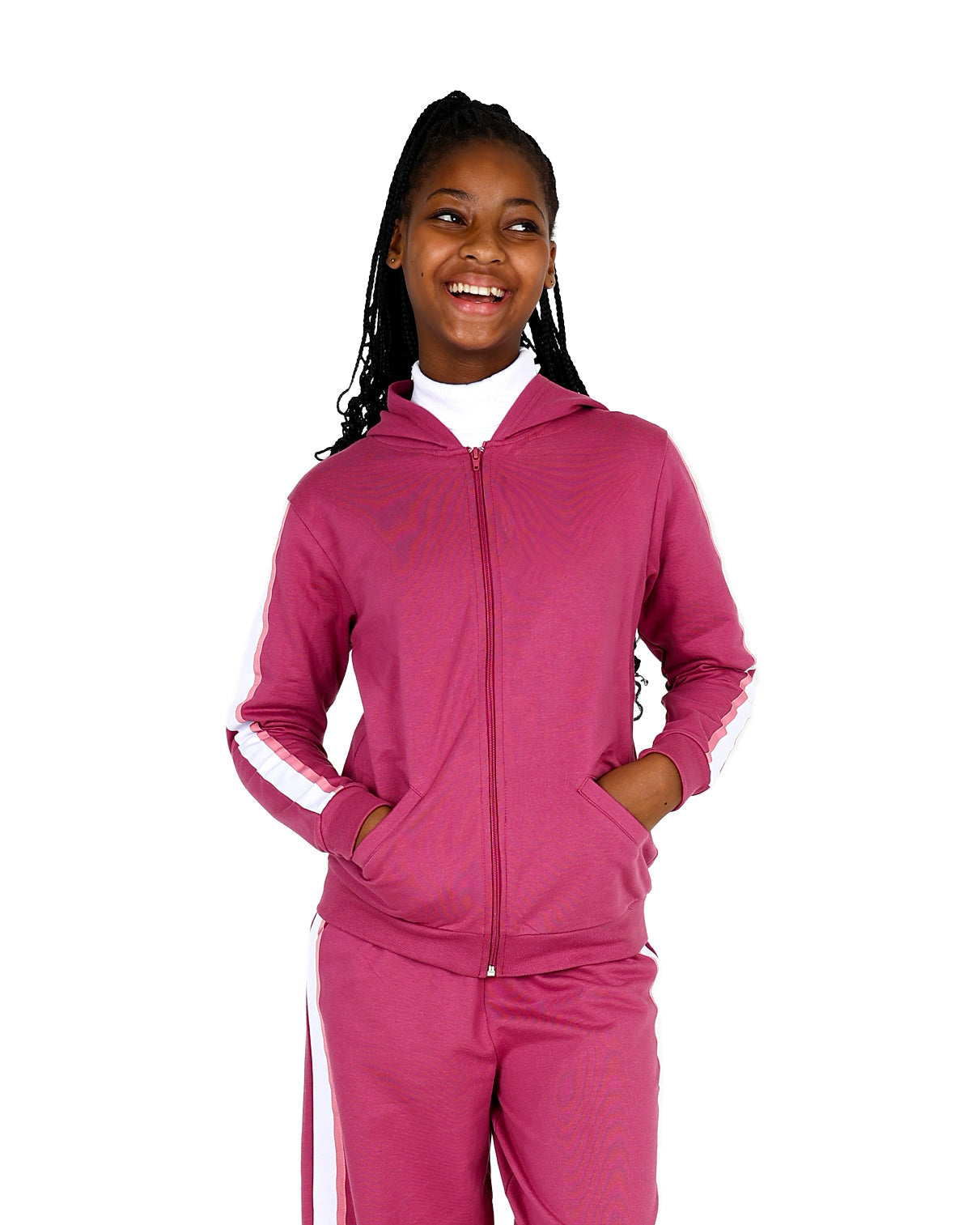 Taped Berry Zip Up Hoodie
