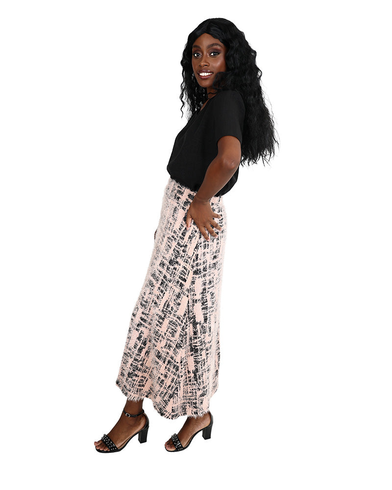 Printed French Knit Maxi Skirt