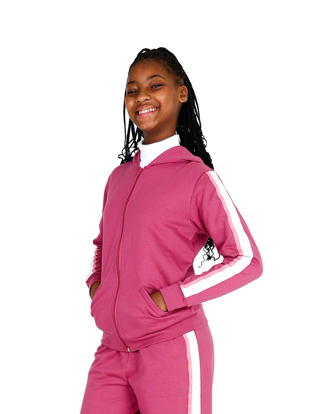 Taped Berry Zip Up Hoodie