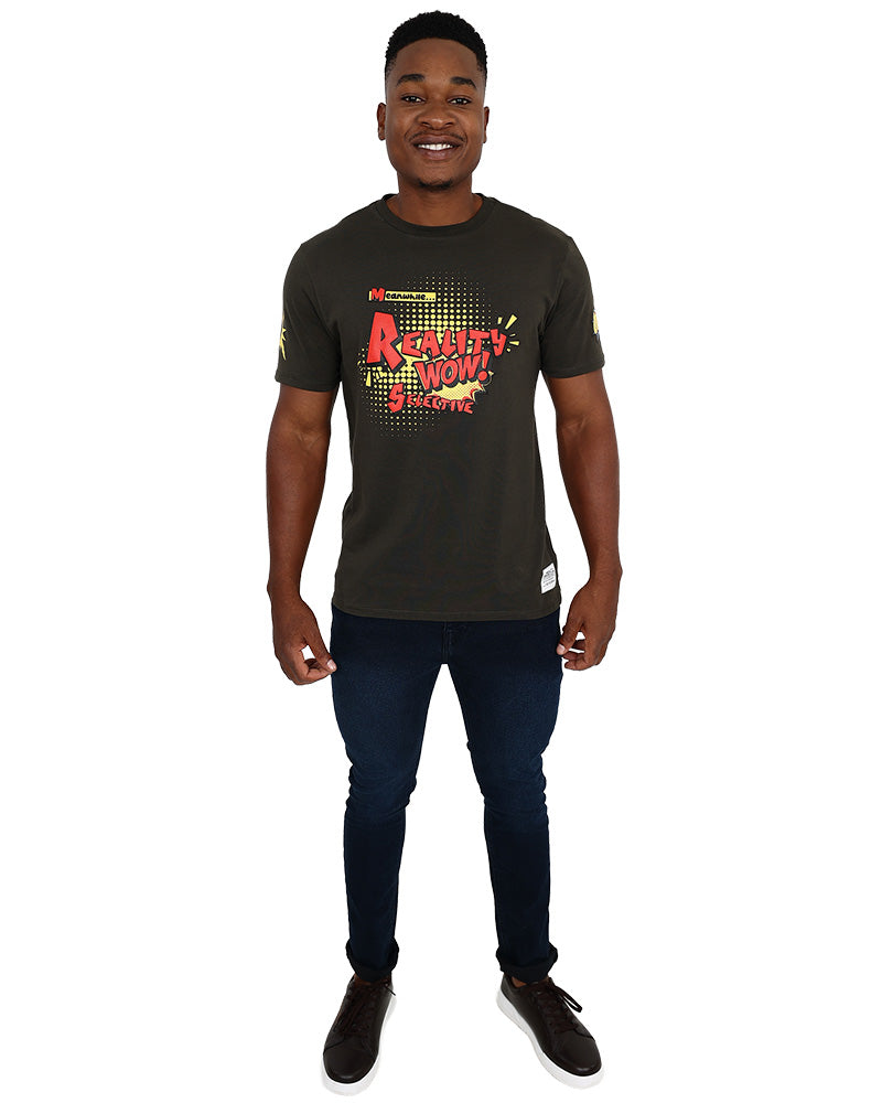 Short Sleeve Green Wow Graphic T-Shirt