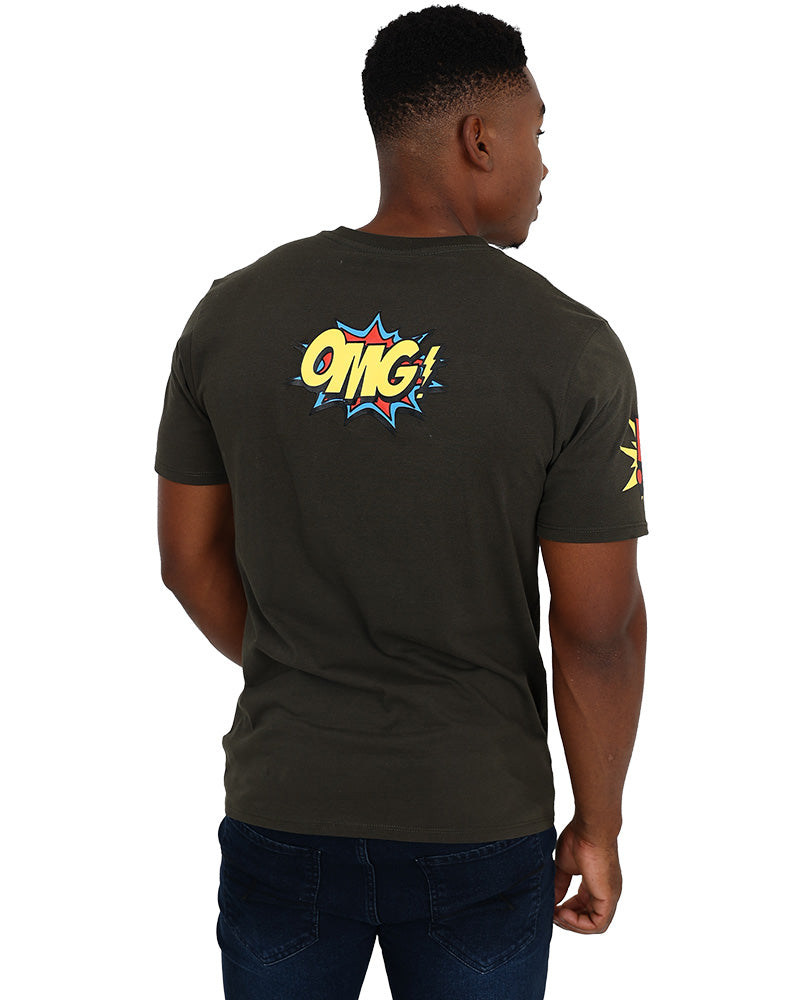 Short Sleeve Green Wow Graphic T-Shirt