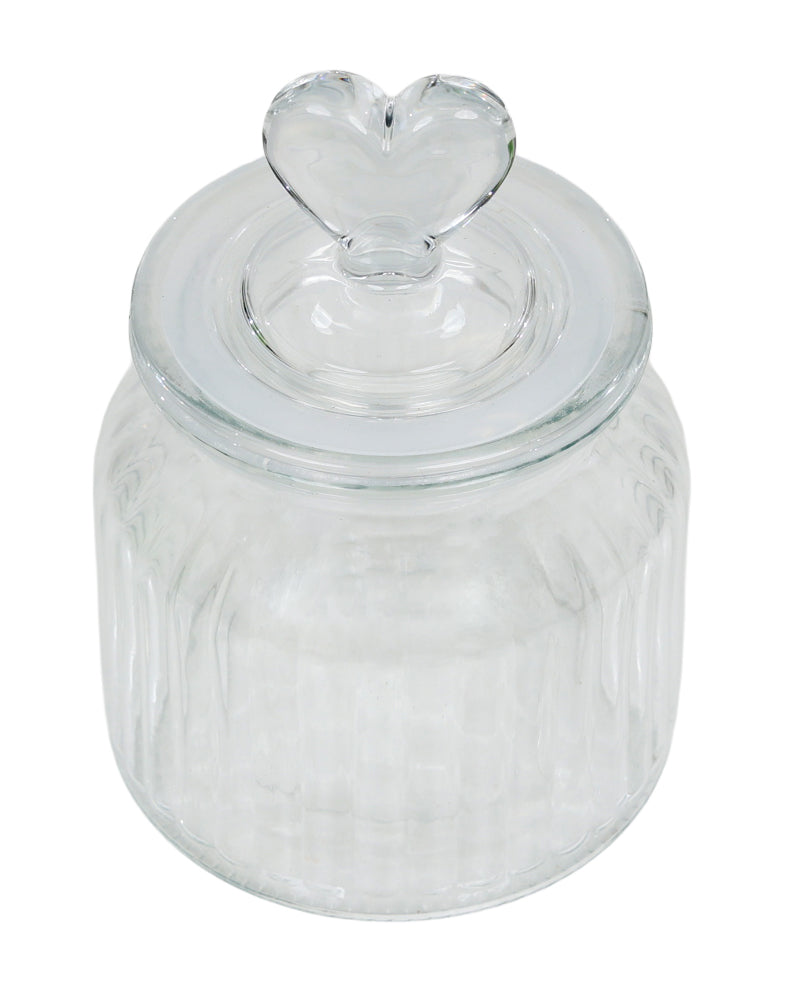 Small Glass Heart Storage Jar 600ml
