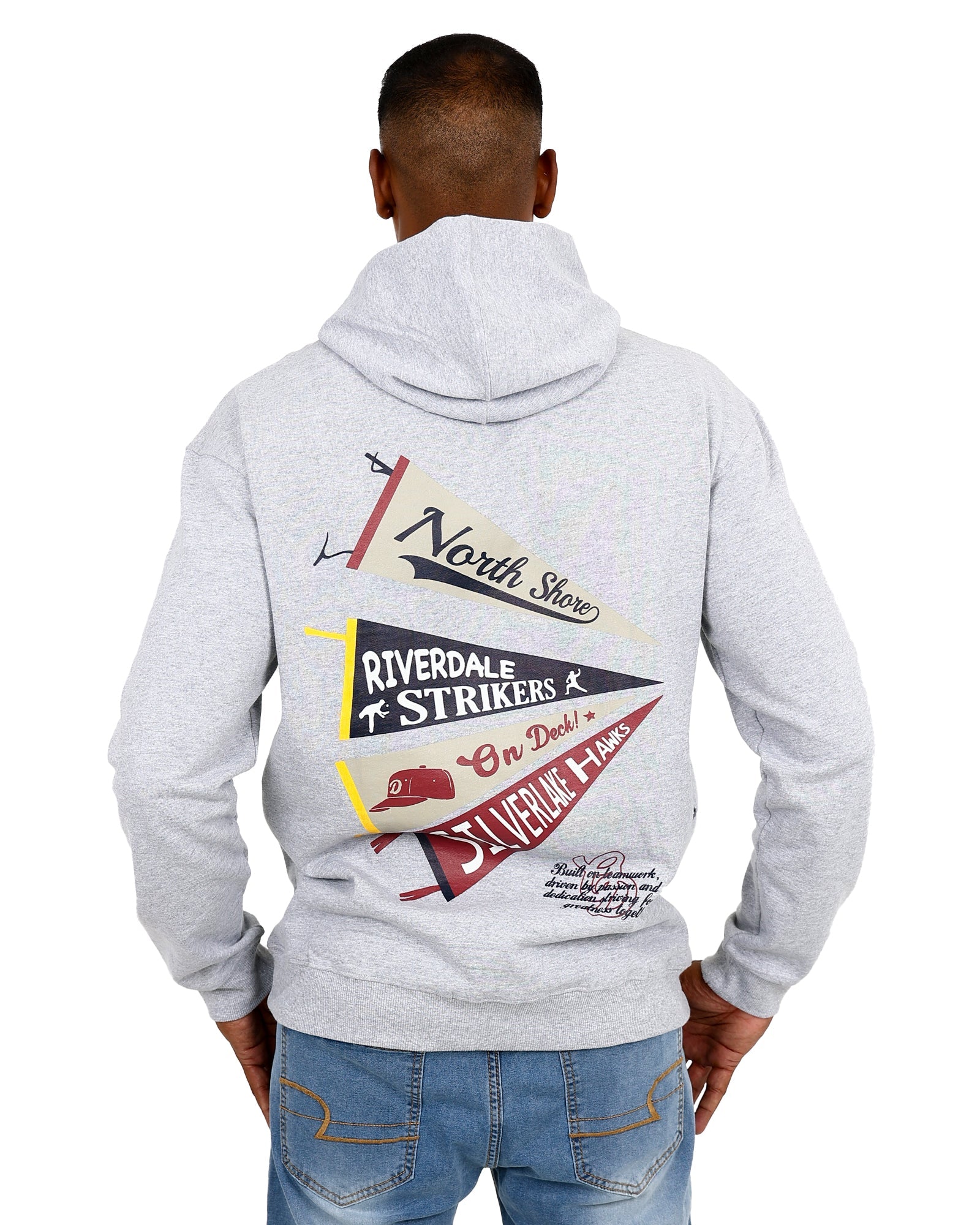 Grey Mélange Flag Graphic Hoodie