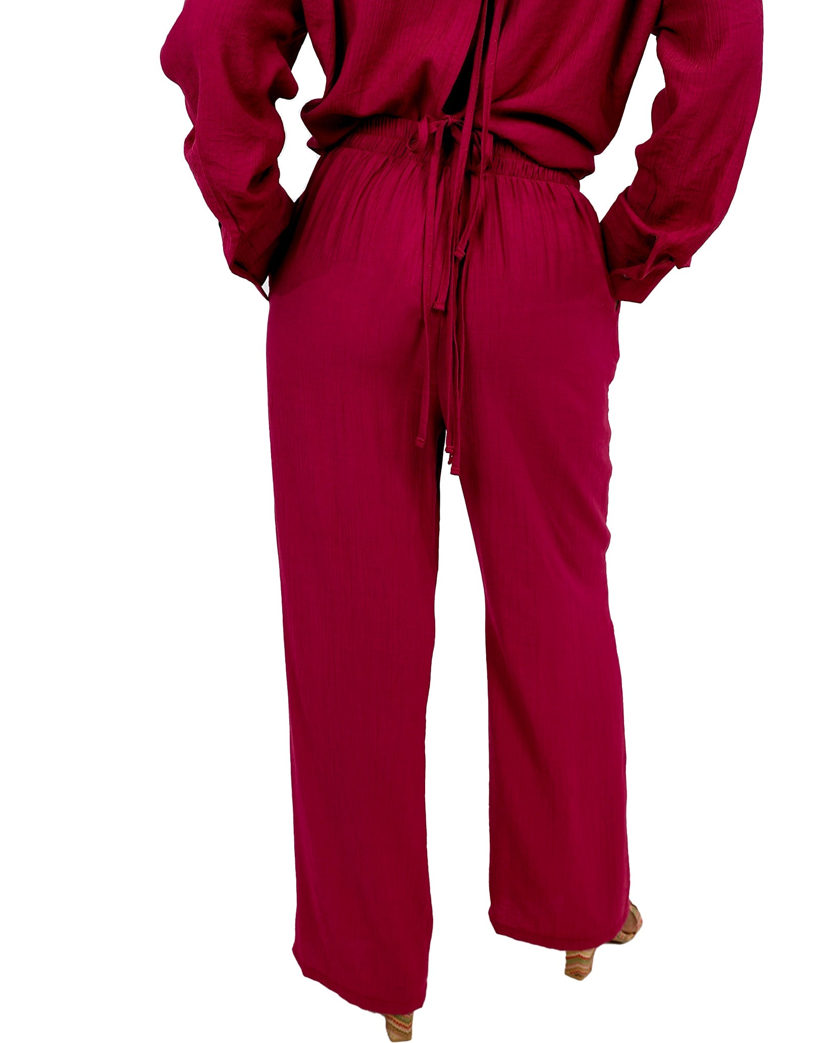 Grape Pull Up Wide Leg Pants