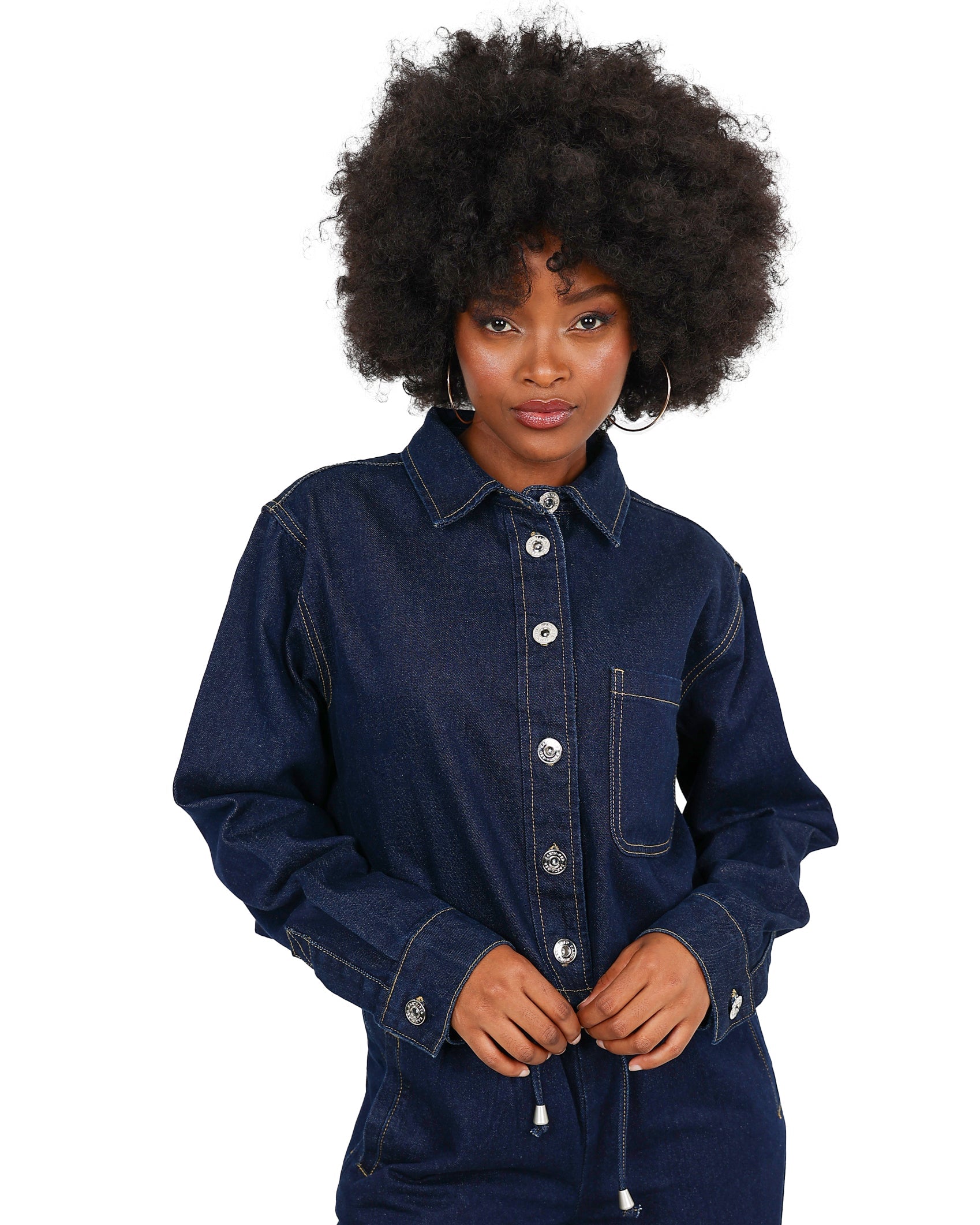 Dark Indigo Crop Denim Jacket