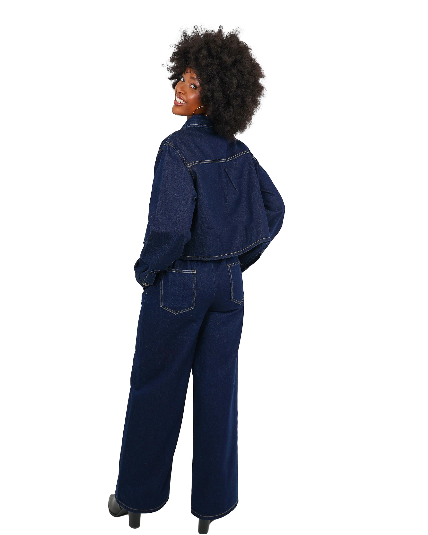 Pull Up Wide Leg Denim Pant