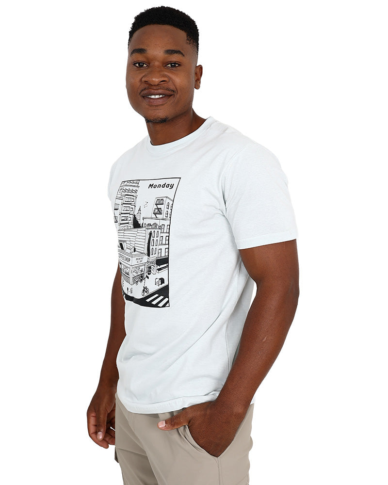 Short Sleeve Monday Cityscape Graphic T-Shirt