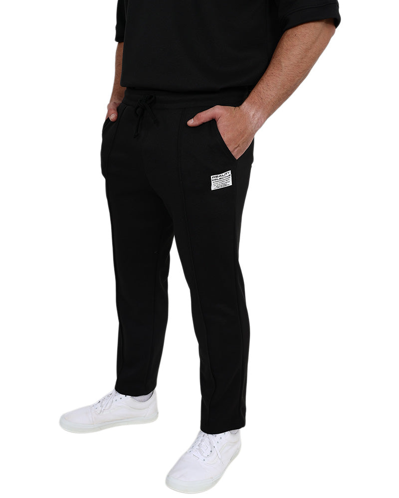 Black Pintuck Straight Leg Pique Active Pants