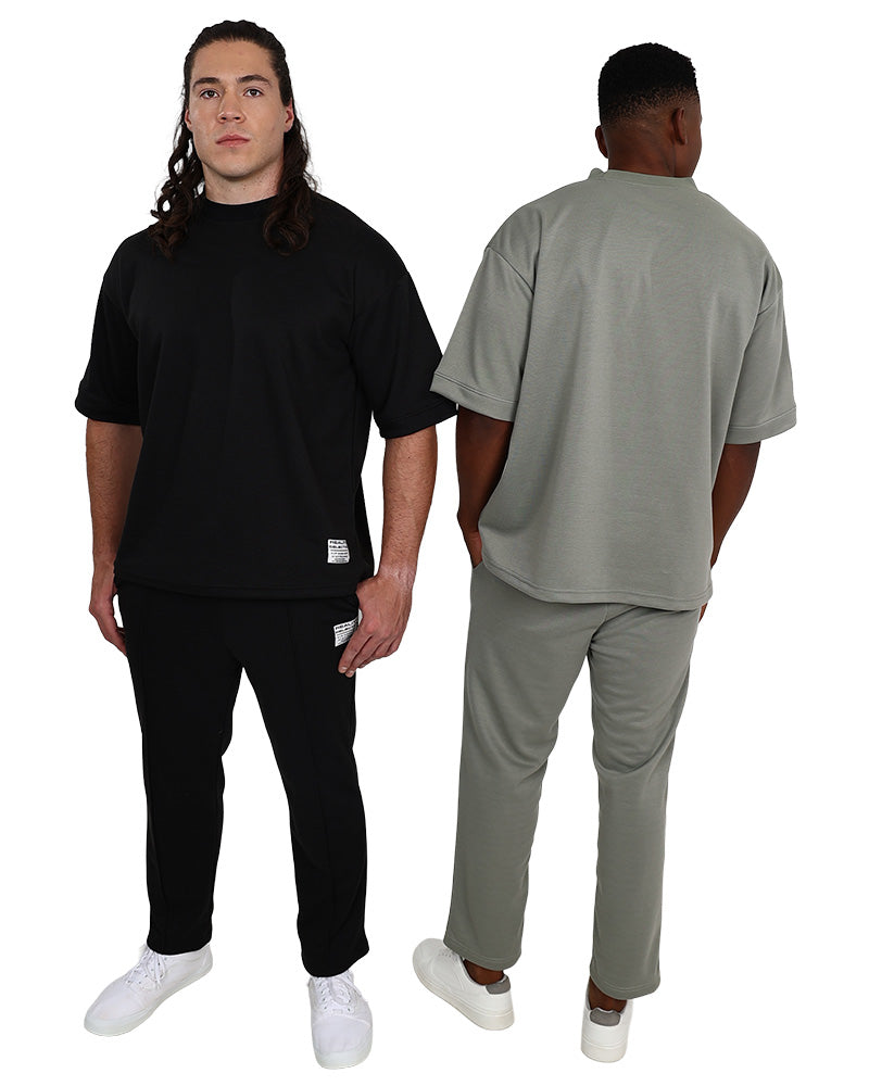 Short Sleeve Crew Neck Black Pique Active Top