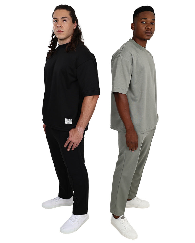 Short Sleeve Crew Neck Sage Pique Active Top