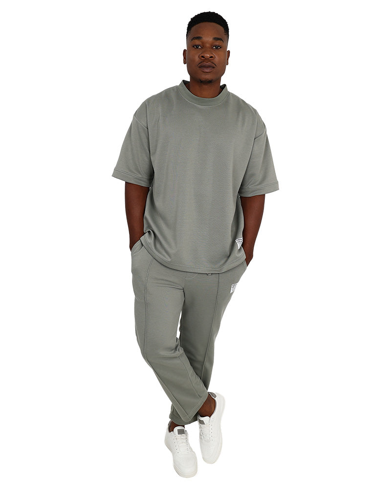 Short Sleeve Crew Neck Sage Pique Active Top