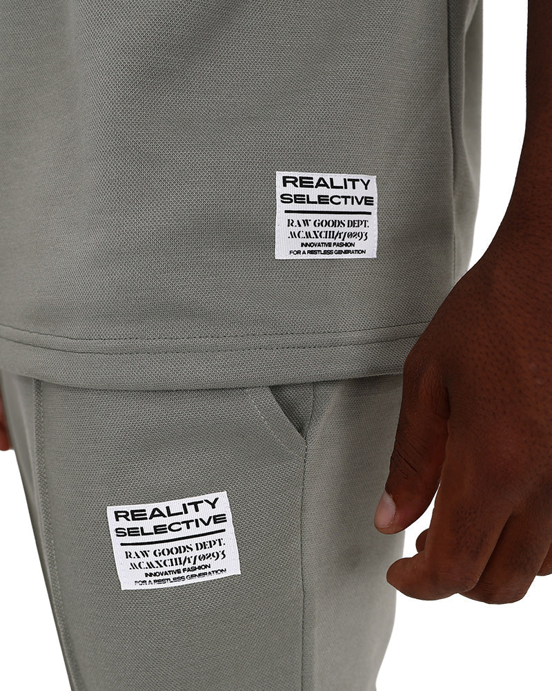 Short Sleeve Crew Neck Sage Pique Active Top